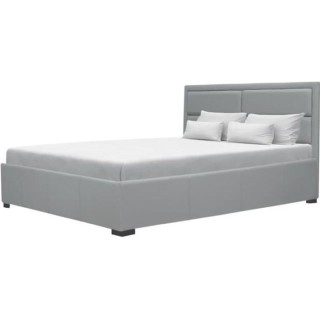 SQUARE Lit coffre adulte 160 x 200 cm - Classique - Simili gris clair