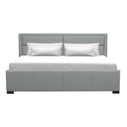 SQUARE Lit coffre adulte 160 x 200 cm - Classique - Simili gris clair - Sommier inclus