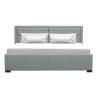 SQUARE Lit coffre adulte 160 x 200 cm - Classique - Simili gris clair - Sommier inclus