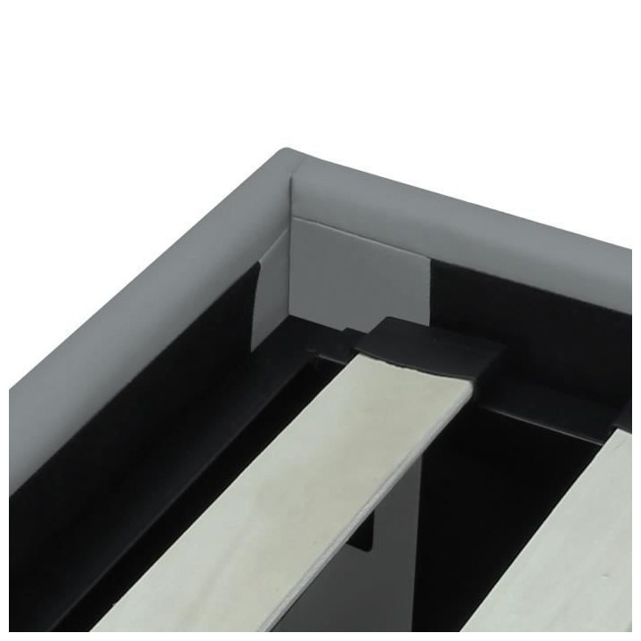 SQUARE Lit coffre adulte 160 x 200 cm - Classique - Simili gris clair