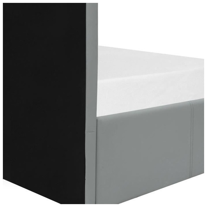 SQUARE Lit coffre adulte 160 x 200 cm - Classique - Simili gris clair