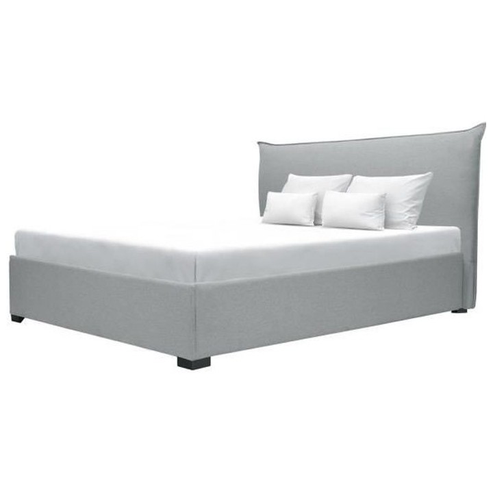 CUSHION Lit coffre adulte 160x200 cm - Classique - Tissu Gris clair -