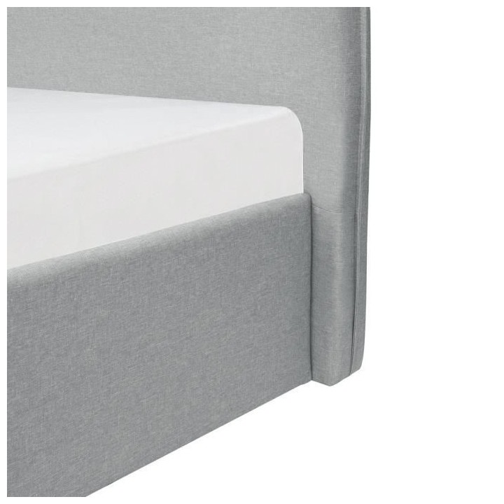 CUSHION Lit coffre adulte 160x200 cm - Classique - Tissu Gris clair -