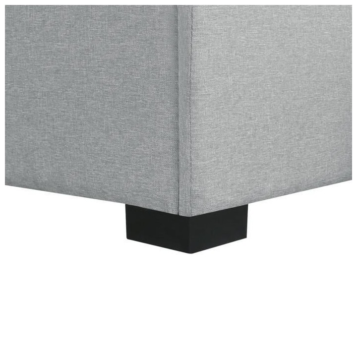 CUSHION Lit coffre adulte 160x200 cm - Classique - Tissu Gris clair -