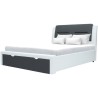 Lit adulte contemporain SCARLETTE - 140 x 190 cm - Simili - Gris foncé/blanc - Tiroirs de rangement - Sommier inclus