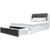 Lit adulte contemporain SCARLETTE - 140 x 190 cm - Simili - Gris foncé/blanc - Tiroirs de rangement - Sommier inclus