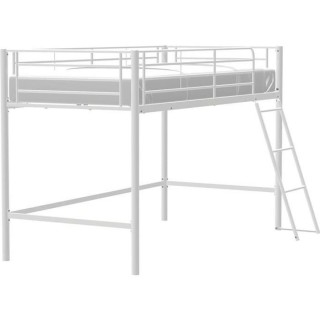 Lit surélevé enfant MID - 90 x 190 cm - Métal - Blanc - Sommier inc