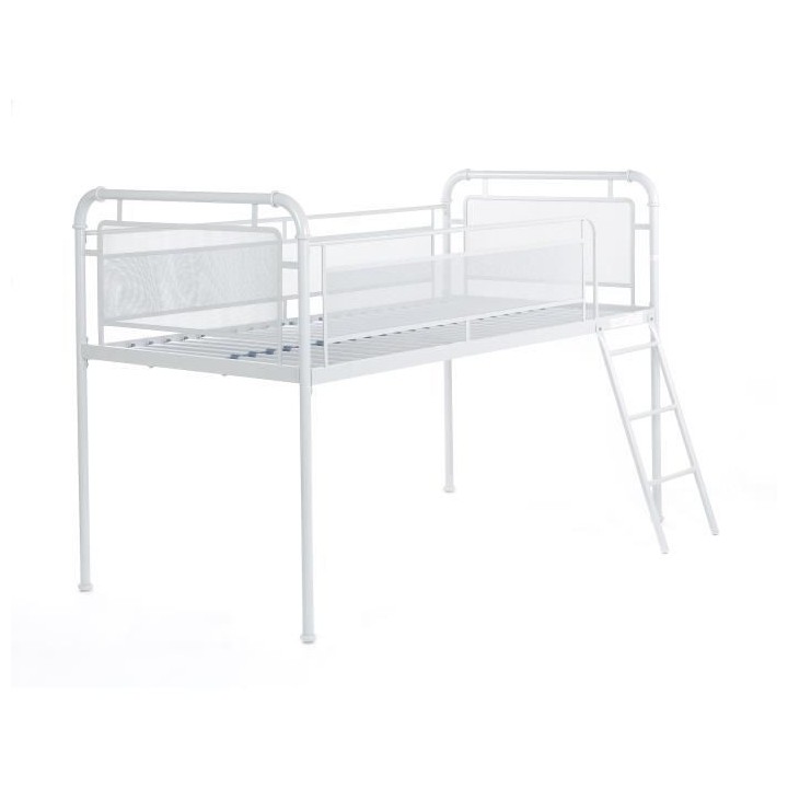 Lit surélevé enfant JULY - 90 x 190 cm - Métal - Gris clair - Sommi