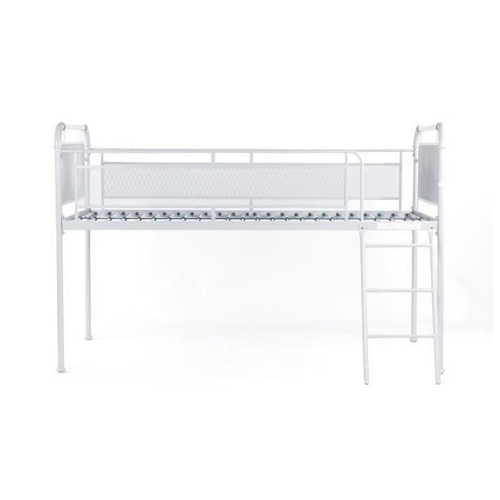 Lit surélevé enfant JULY - 90 x 190 cm - Métal - Gris clair - Sommi