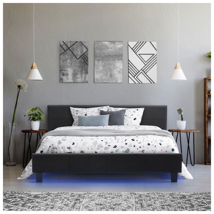 KANSAS PU bed with wooden slats, without gas lift, low headboard heigh