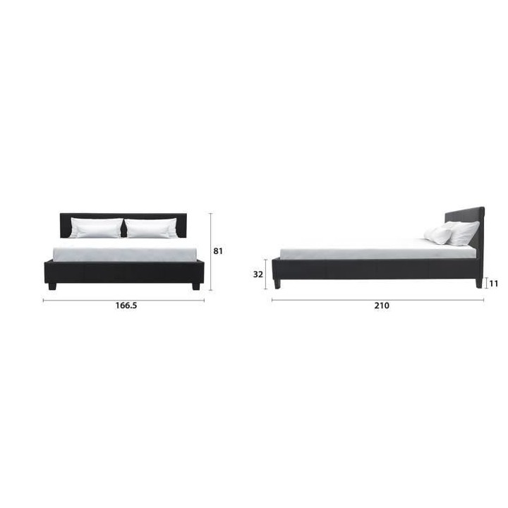 KANSAS PU bed with wooden slats, without gas lift, low headboard heigh