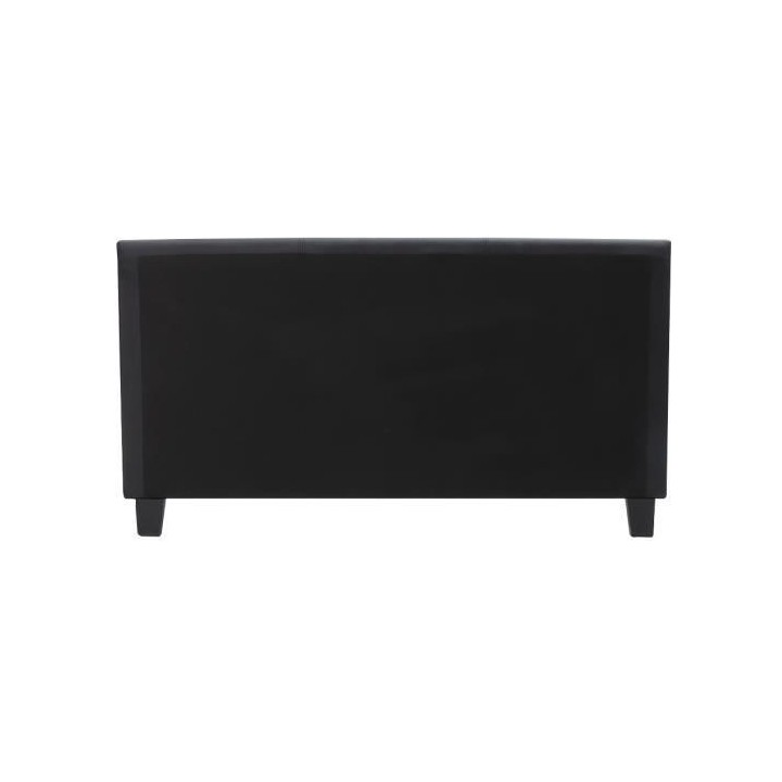 KANSAS Lit adulte 140x190 cm - Simili noir - Sommier inclus