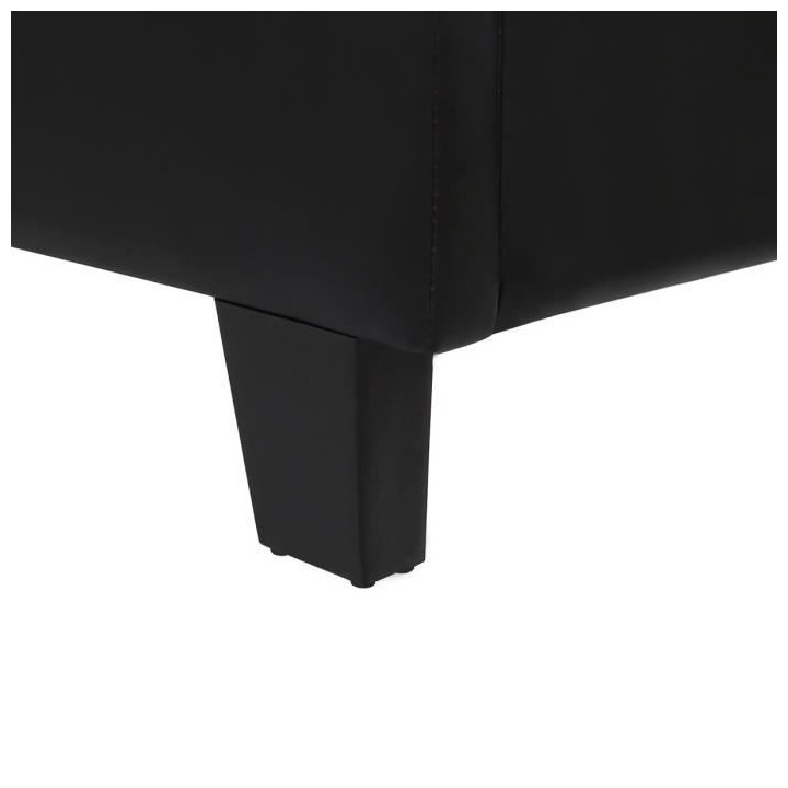 KANSAS Lit adulte 160x200 cm - Simili noir - Sommier inclus