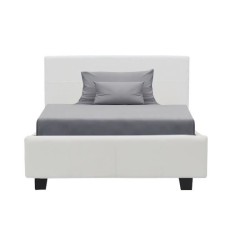 KANSAS Lit adulte ou enfant - Simili blanc - Sommier inclus - 90 x 190 cm