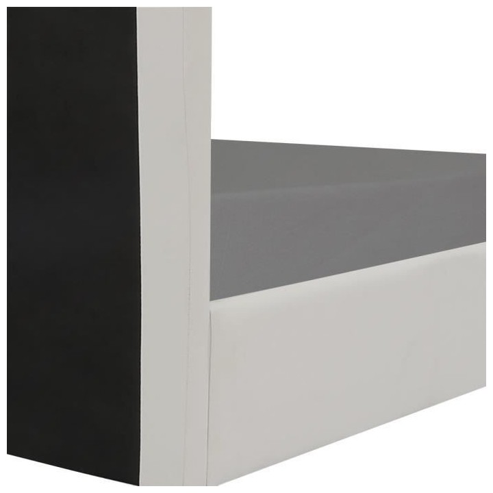 KANSAS Lit adulte ou enfant - Simili blanc - Sommier inclus - 90 x 190