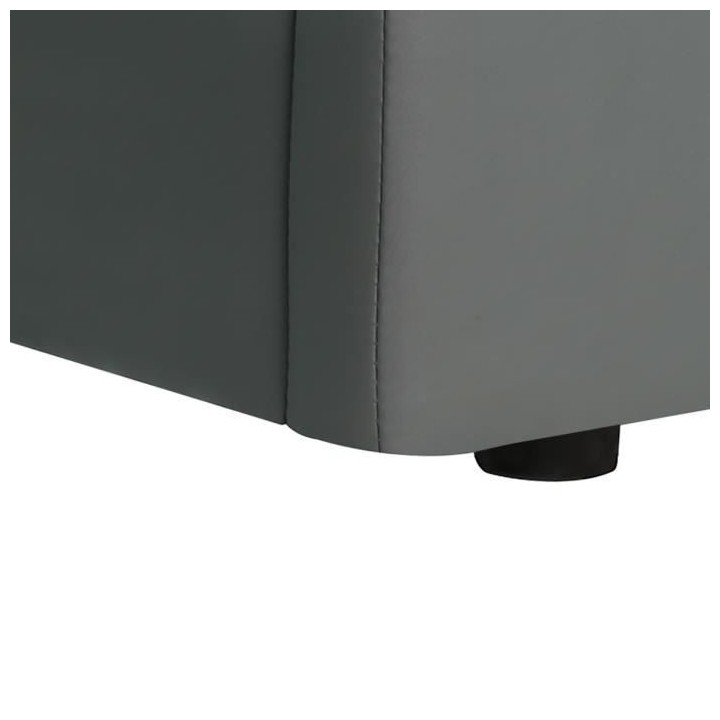 MARTIN Lit adulte 140 x 190 cm + coffre de rangement - Simili gris - S