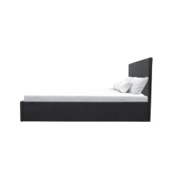 MARTIN Lit adulte 160 x 200 cm + coffre de rangement - Simili noir - Sommier inclus