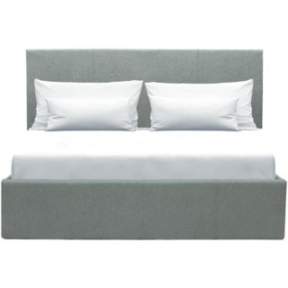 Lit coffre adulte MARTIN - Couchage 140x190 cm - Gris clair - Sommier