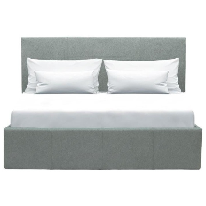 Lit coffre adulte MARTIN - Couchage 140x190 cm - Gris clair - Sommier