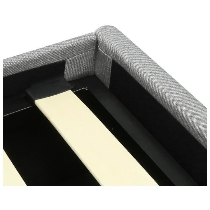 Lit coffre adulte MARTIN - Couchage 160x200 cm - Gris clair - Sommier