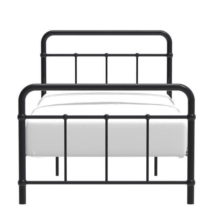 AARON Lit enfant 90 x 190 cm en métal - Noir - Sommier inclus
