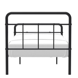 AARON Lit enfant 90 x 190 cm en métal - Noir - Sommier inclus