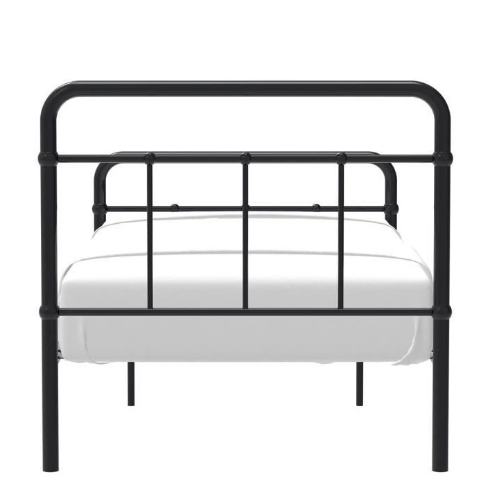 AARON Lit enfant 90 x 190 cm en métal - Noir - Sommier inclus