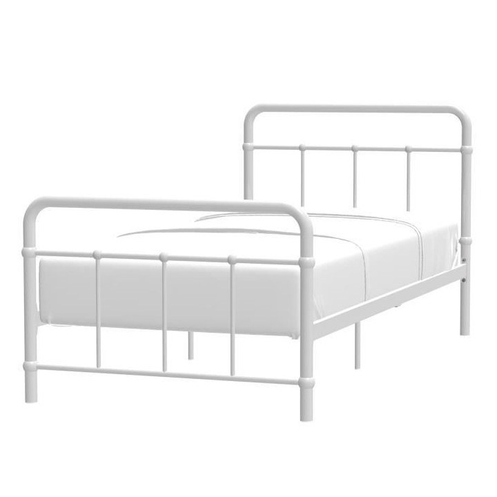 AARON Lit enfant 90 x 190 cm en métal a barreaux - Gris clair - Sommi