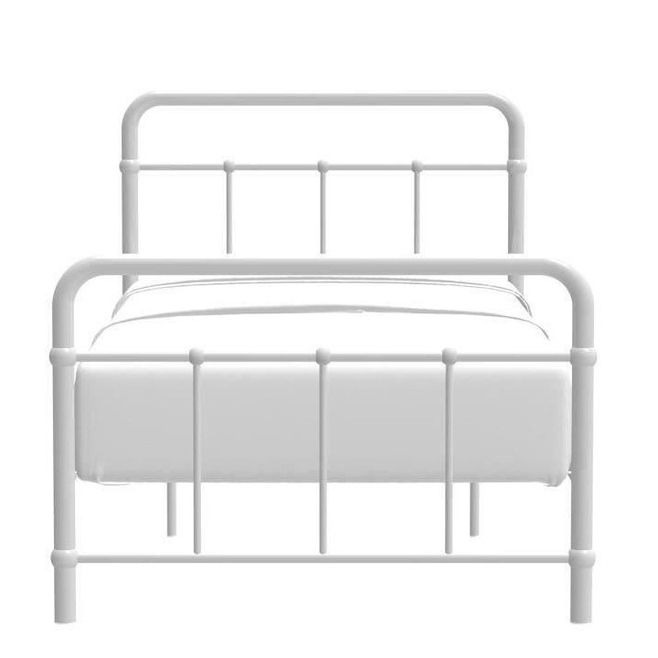 AARON Lit enfant 90 x 190 cm en métal a barreaux - Gris clair - Sommi