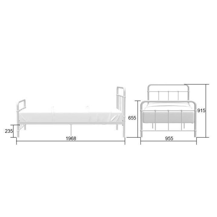 AARON Lit enfant 90 x 190 cm en métal a barreaux - Gris clair - Sommi