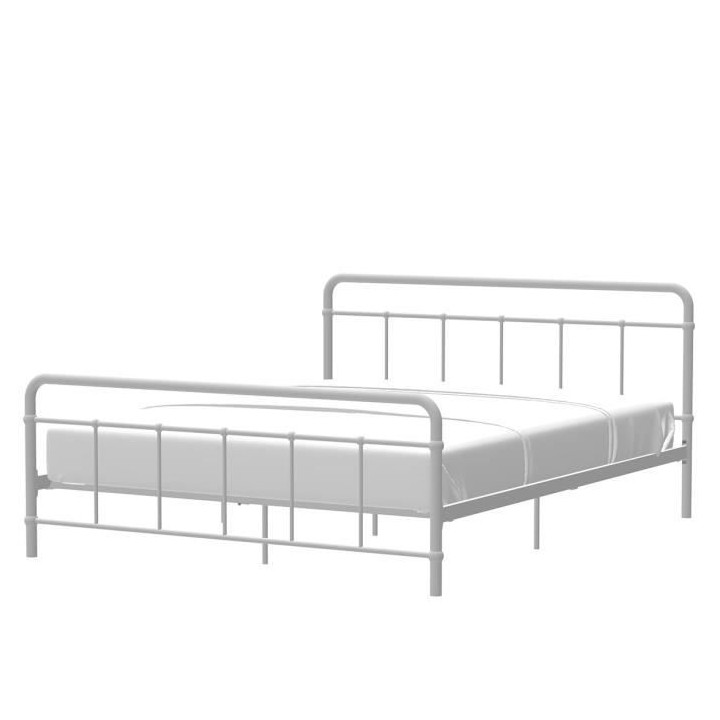 Lit adulte AARON - 160 x 200 cm - Métal - Gris clair - Sommier inclus