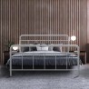 Lit adulte AARON - 160 x 200 cm - Métal - Gris clair - Sommier inclus