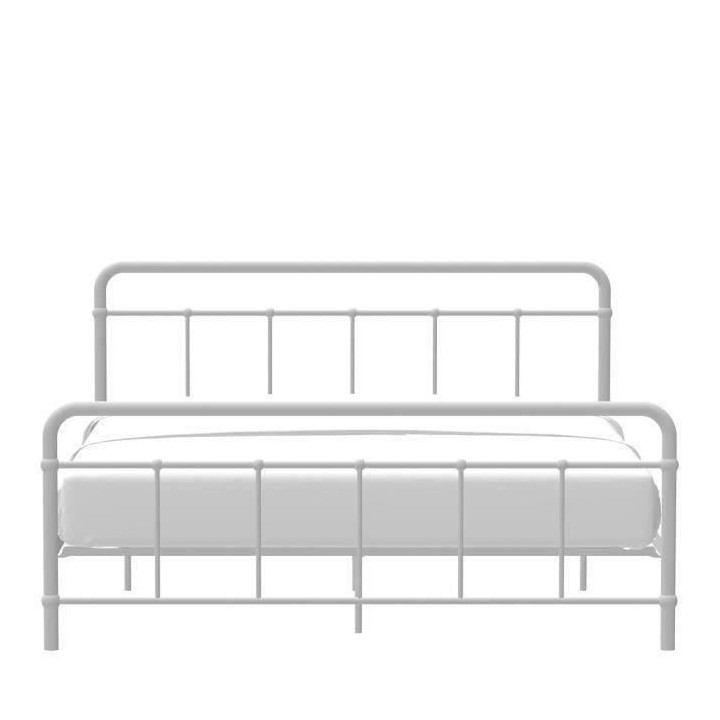 Lit adulte AARON - 160 x 200 cm - Métal - Gris clair - Sommier inclus