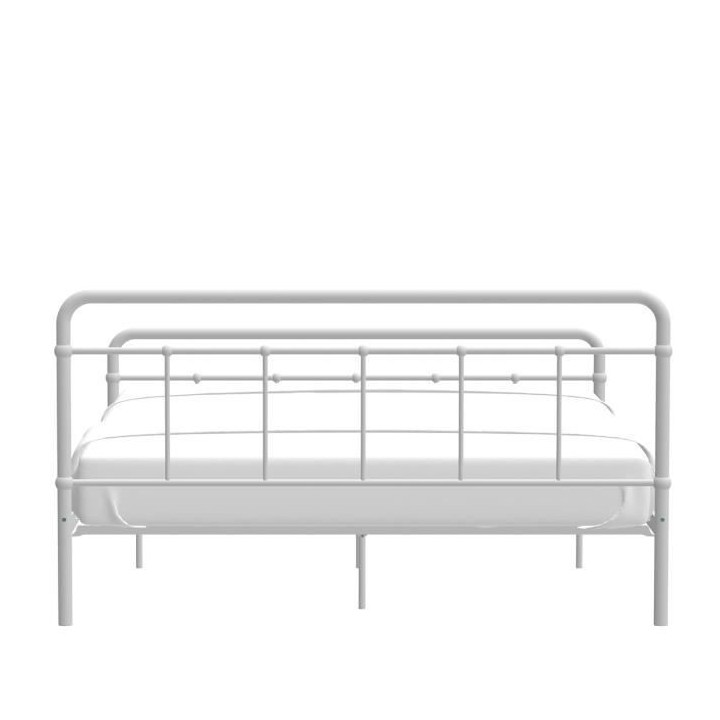 Lit adulte AARON - 160 x 200 cm - Métal - Gris clair - Sommier inclus