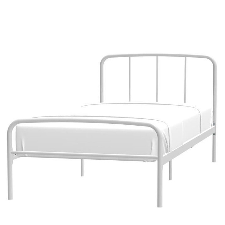 Lit enfant BRANDY - 90 x 190 cm - Métal - Gris clair - Sommier inclus