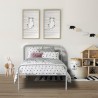 Lit enfant BRANDY - 90 x 190 cm - Métal - Gris clair - Sommier inclus