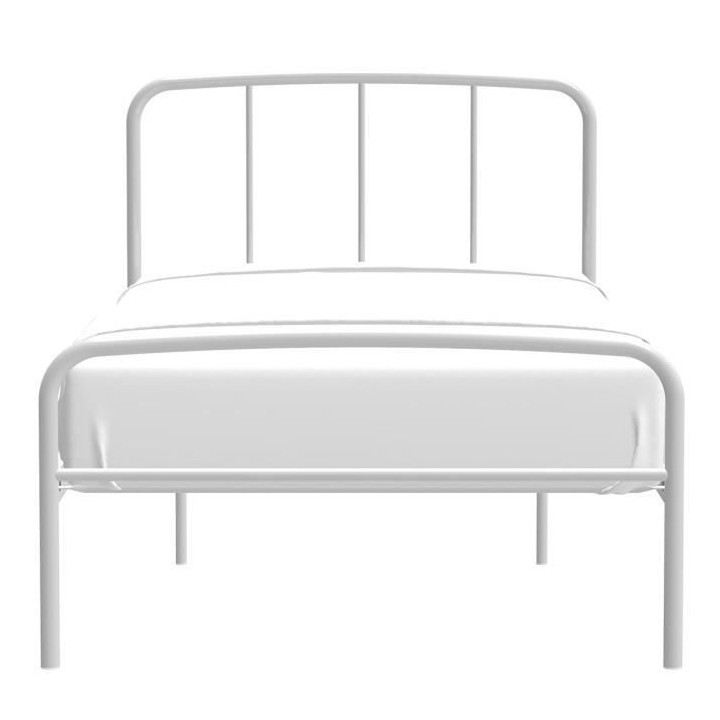 Lit enfant BRANDY - 90 x 190 cm - Métal - Gris clair - Sommier inclus