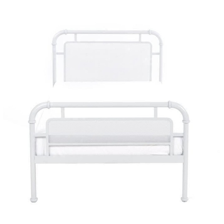 Lit enfant JULY - 90 x 190 cm - Métal - Gris clair - Sommier inclus