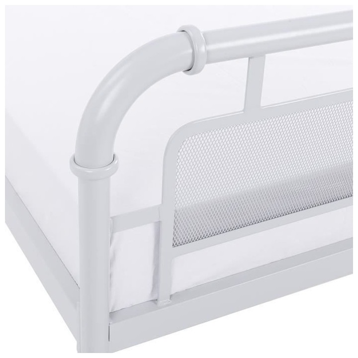 Lit enfant JULY - 90 x 190 cm - Métal - Gris clair - Sommier inclus