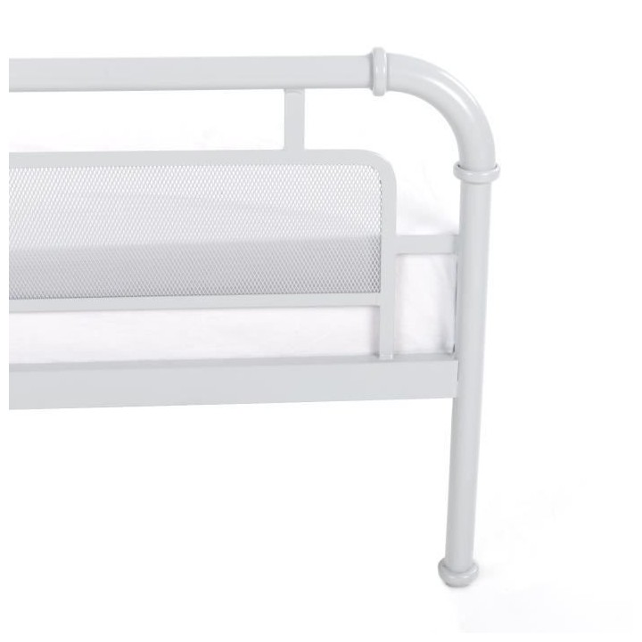 Lit enfant JULY - 90 x 190 cm - Métal - Gris clair - Sommier inclus