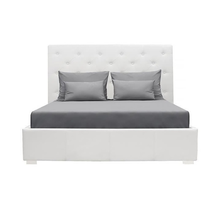 MILES Lit coffre adulte contemporain 140 x 190 cm Tete de lit capitonn