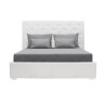 MILES Lit coffre adulte contemporain 140 x 190 cm Tete de lit capitonnée - Simili blanc - Sommier blanc