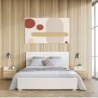 MILES Lit coffre adulte contemporain 140 x 190 cm Tete de lit capitonnée - Simili blanc - Sommier blanc