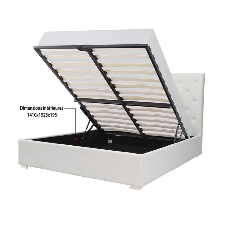 MILES Lit coffre adulte contemporain 140 x 190 cm Tete de lit capitonn