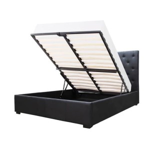 Lit coffre adulte contemporain MILES - 140 x 190 cm - Simili - Noir -