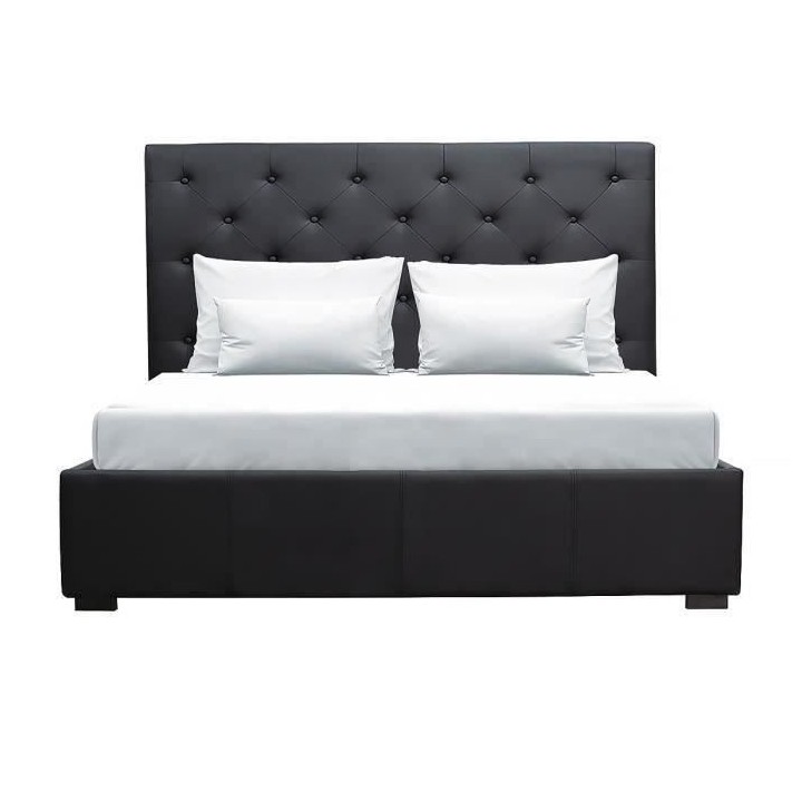 Lit coffre adulte contemporain MILES - 140 x 190 cm - Simili - Noir -