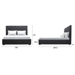 Lit coffre adulte contemporain MILES - 140 x 190 cm - Simili - Noir - Tete de lit haute capitonnée - Sommier inclus