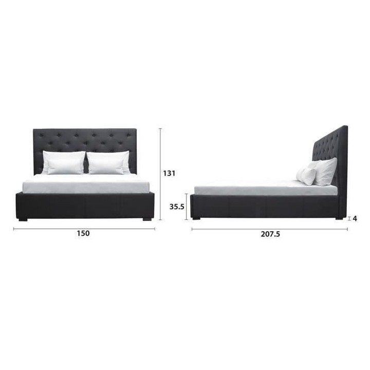 Lit coffre adulte contemporain MILES - 140 x 190 cm - Simili - Noir -