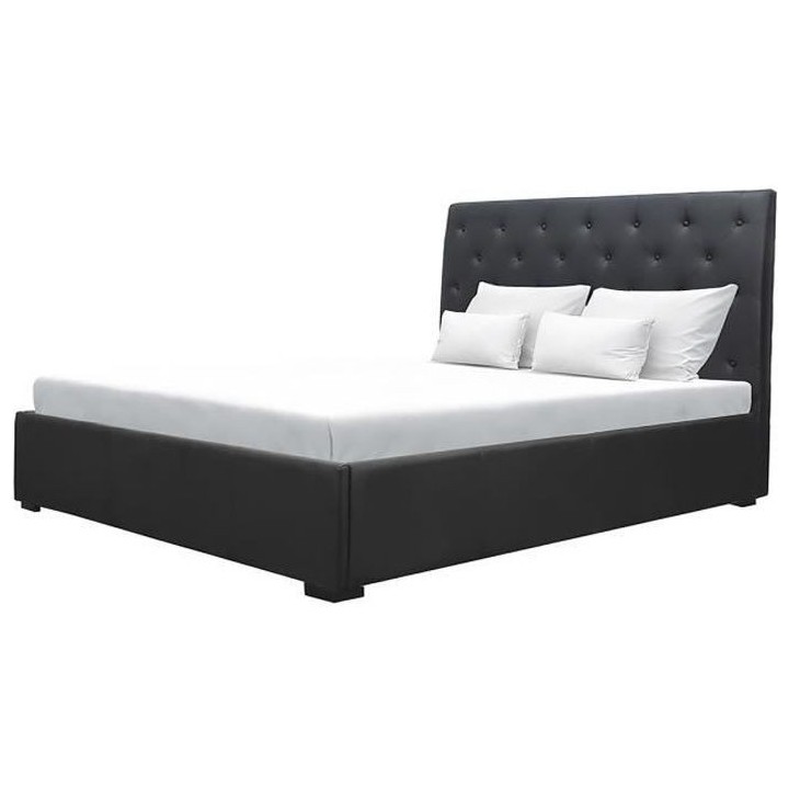MILES Lit coffre adulte contemporain 160 x 200 cm Tete de lit capitonn
