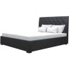 MILES Lit coffre adulte contemporain 160 x 200 cm Tete de lit capitonnée- Simili noir - Sommier inclus